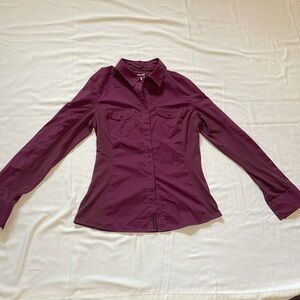 Merrell Gorpcore button down long sleeve shirt in maroon